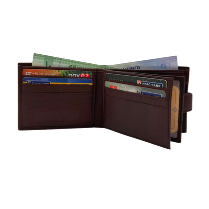 Mens Genuine Leather Mens wallet Leather Lined Bi fold Wallet For Men # JD 2007