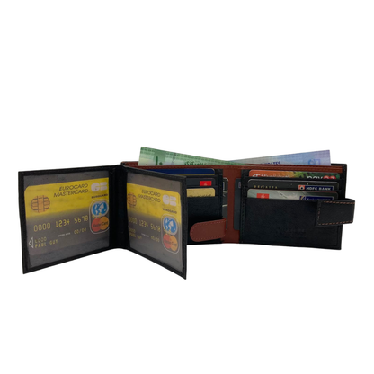 Mens Genuine Leather Mens wallet Leather Lined Bi fold Wallet For Men # 1426L