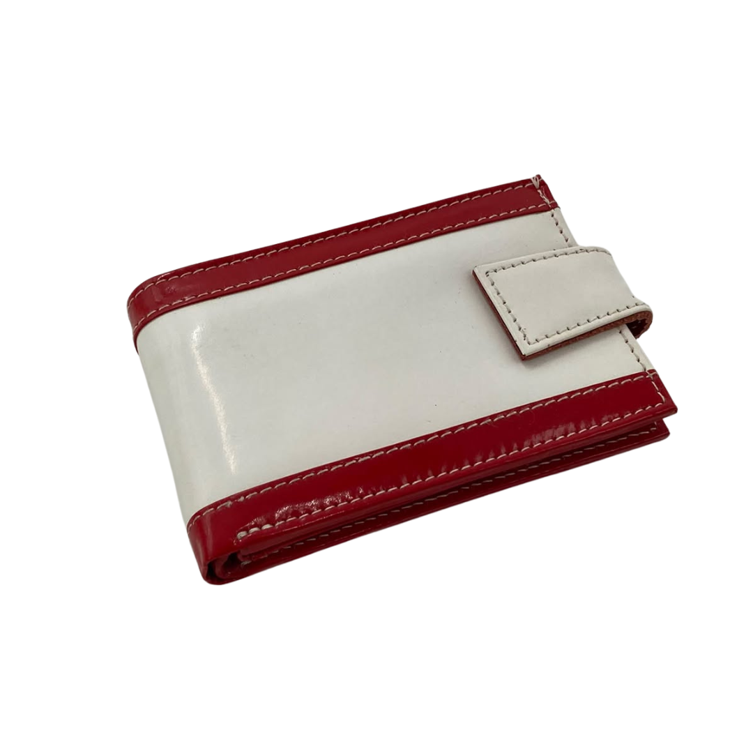 Men's Waterproof Bifold Leather Wallet with ID Window & Card Slots (White & Red Edition) #1020AL [PATTI]