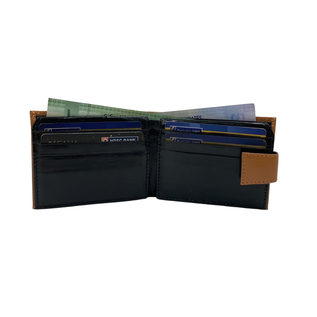 Classic Men's Waterproof Bifold Leather Wallet with Flip ID Window #1729 L