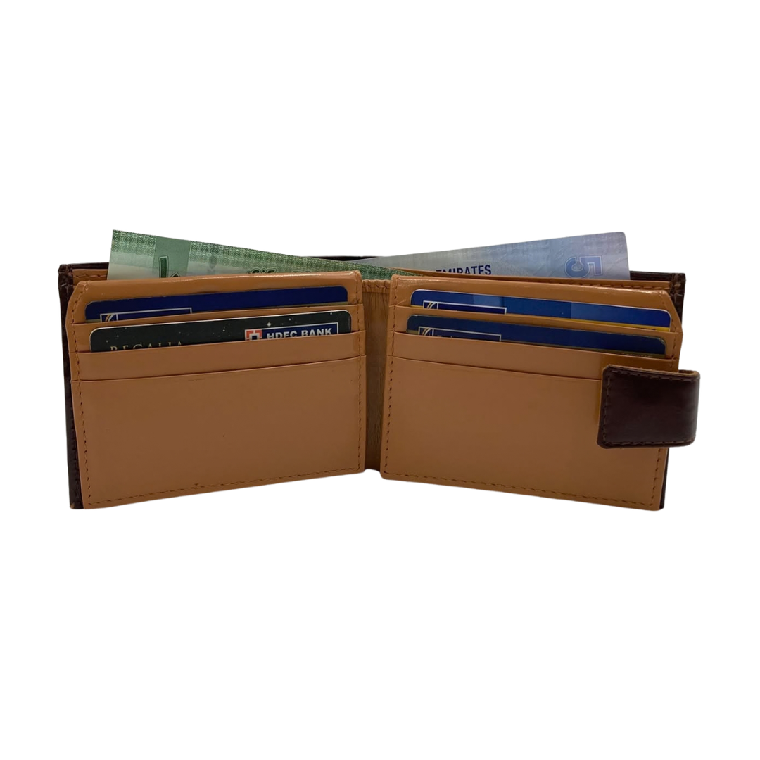 Classic Men's Waterproof Bifold Leather Wallet with Flip ID Window #1729 L