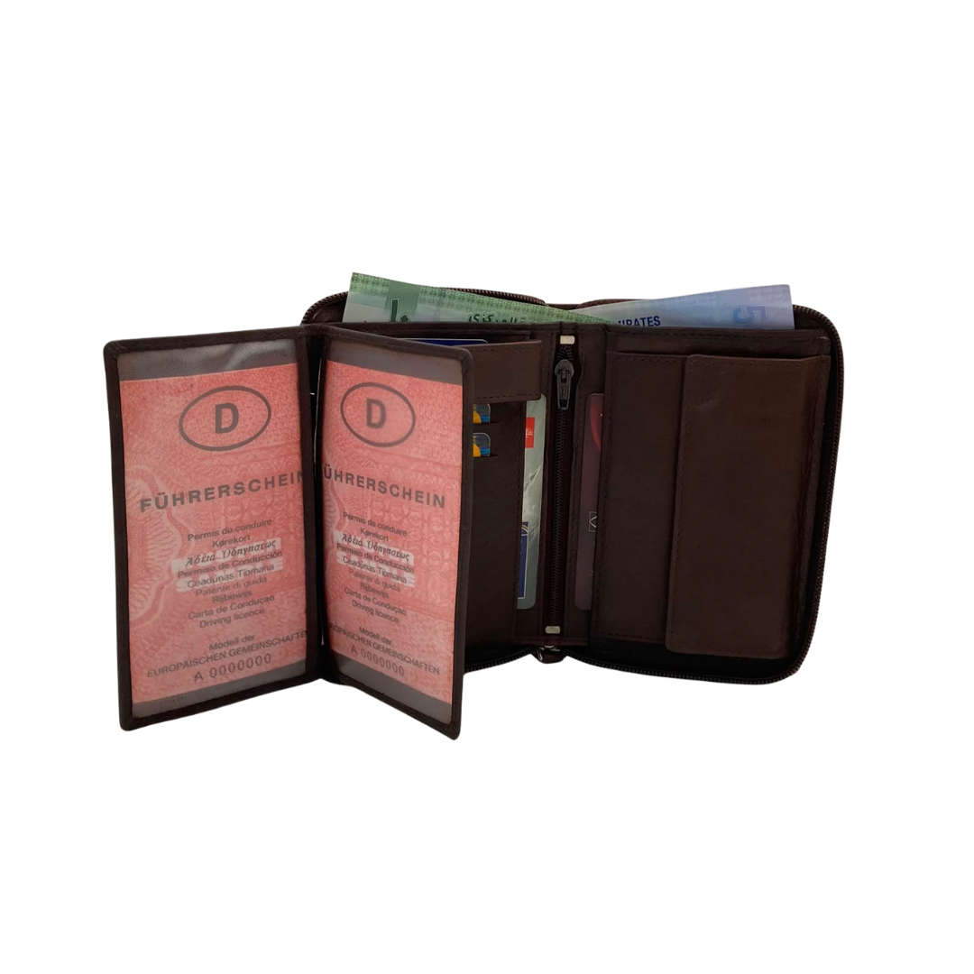 Fullzip leather mens Wallet #618CZ