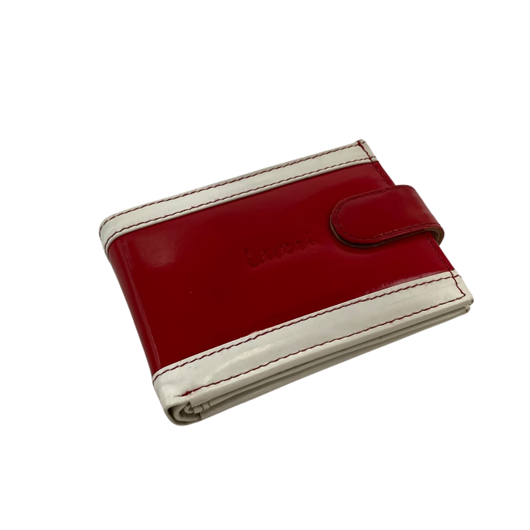 Men's Waterproof Bifold Leather Wallet with ID Window & Card Slots (White & Red Edition) #1728CL [PATTI]