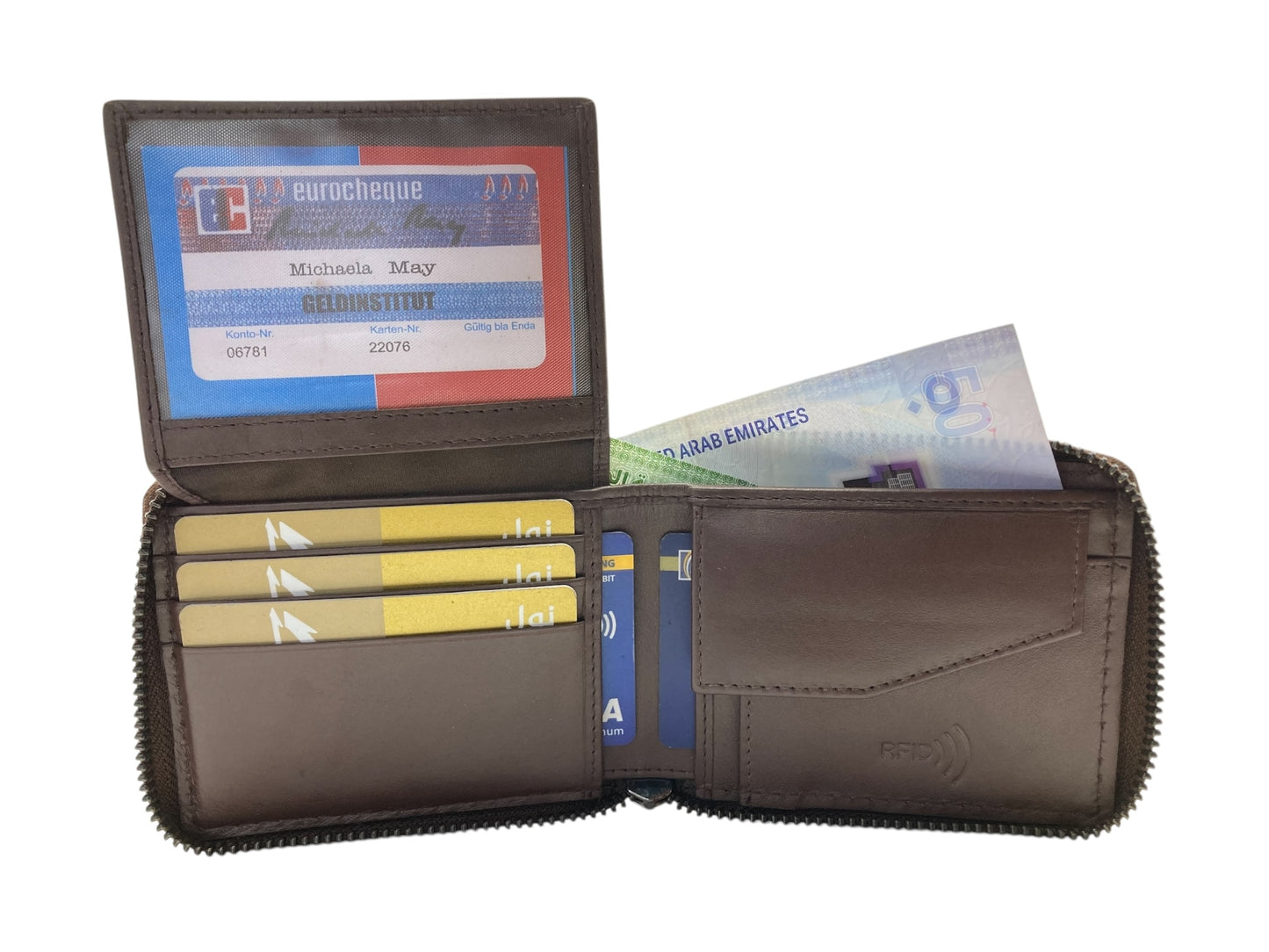 VIP Full Zip RFID Men's Wallet , Multiple Card & Coin Bifold Wallet # 1981CZ