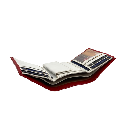 Men's Waterproof Bifold Leather Wallet with ID Window & Card Slots (White & Red Edition) #1125 [D.L.]