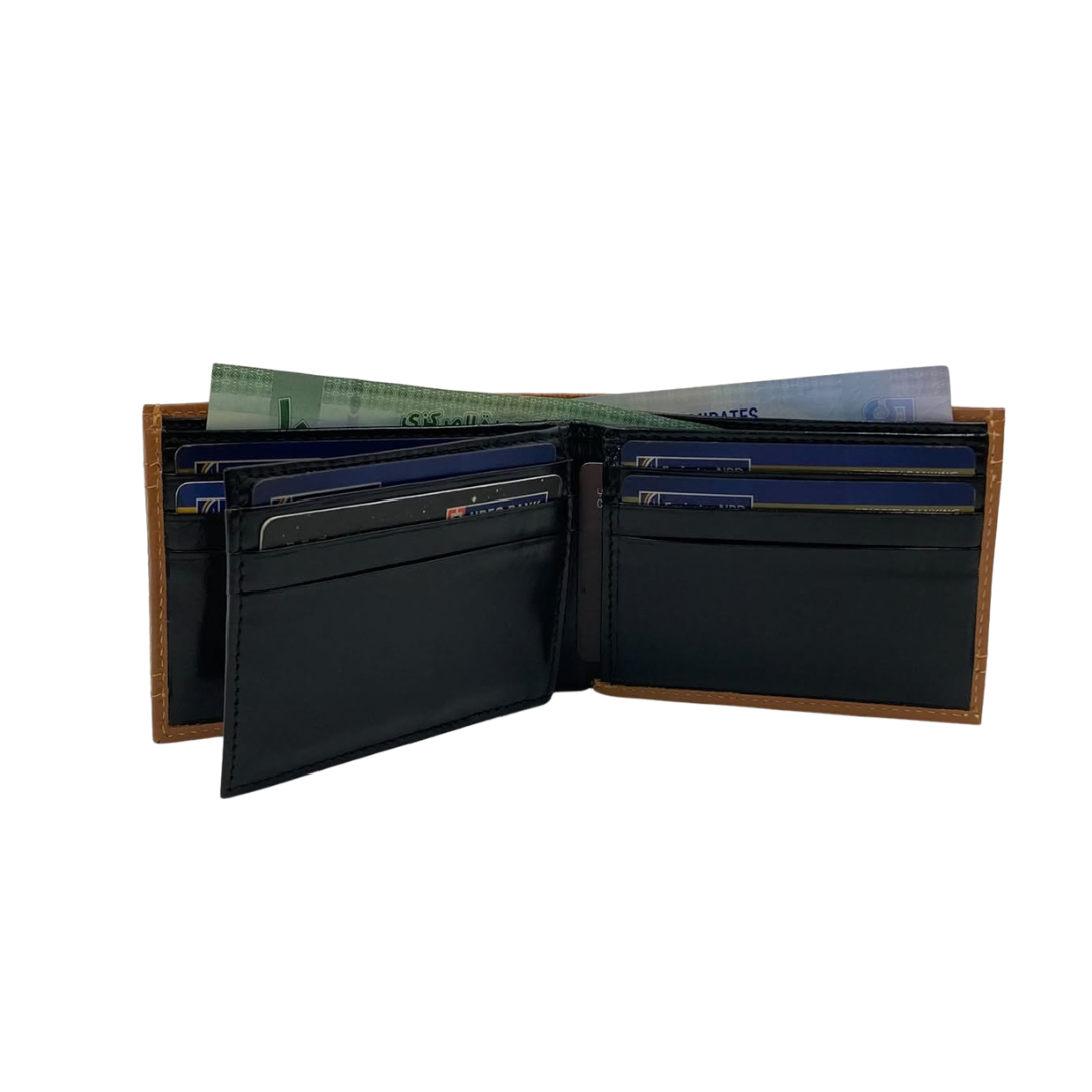 Classic Men's Waterproof Bifold Leather Wallet with Flip ID Window #1728 (D.L.)