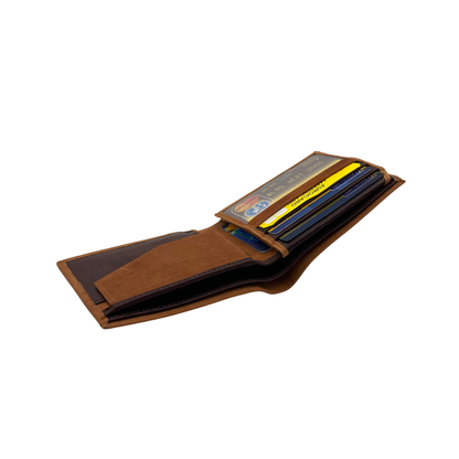 Mens Genuine Leather Mens wallet Leather Lined Bi fold Wallet For Men # 1981C