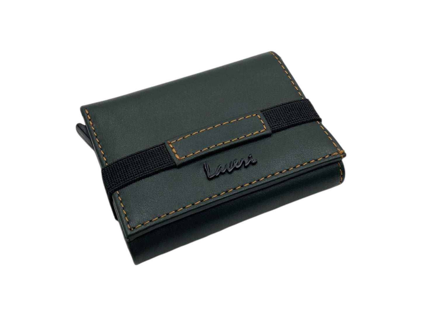 Smart Pop-Up Metallic Card Holder Tri-Fold Wallet in Leather # TRI 4523.NEW-ELASTIC