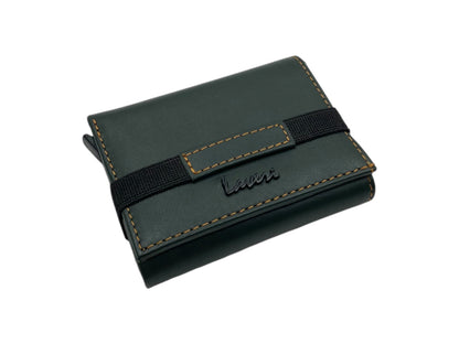 Smart Pop-Up Metallic Card Holder Tri-Fold Wallet in Leather # TRI 4523.NEW-ELASTIC