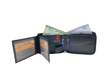 VIP Full Zip RFID Men's Wallet , Multiple Card & Coin Bifold Wallet # 1013CZ