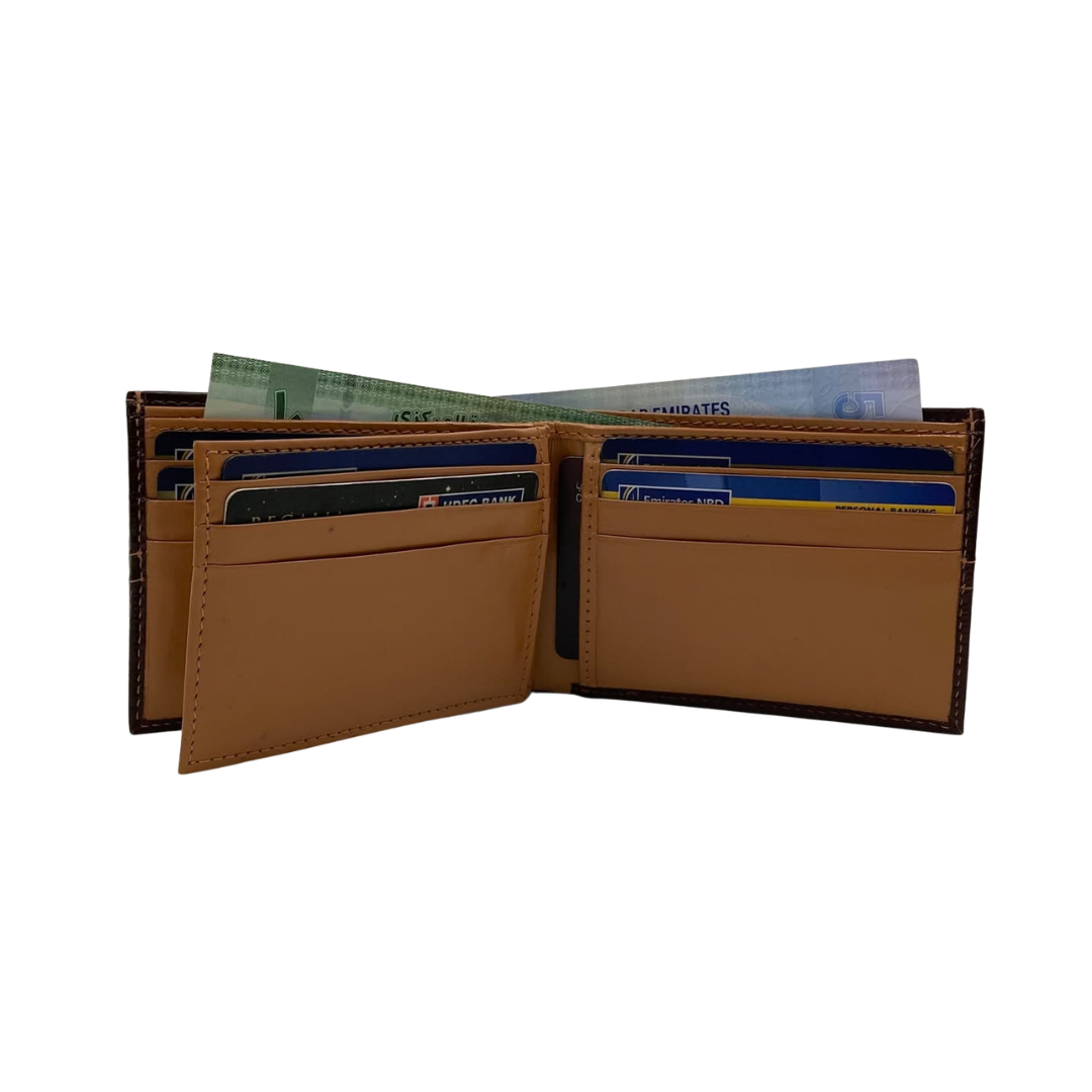 Classic Men's Waterproof Bifold Leather Wallet with Flip ID Window #1728