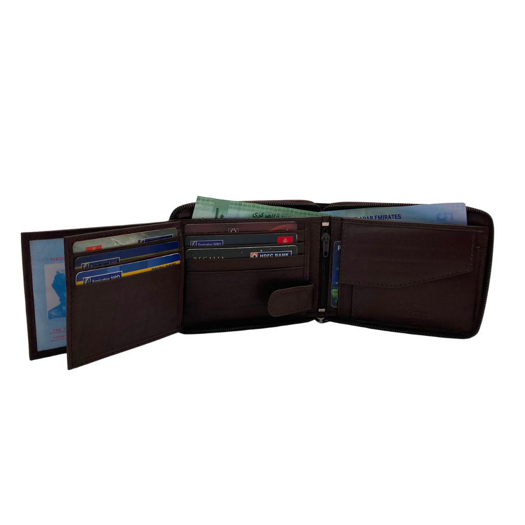 Fullzip leather mens Wallet #1013CZ