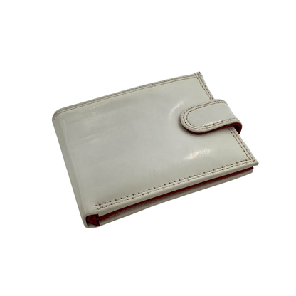 Men's Waterproof Bifold Leather Wallet with ID Window & Card Slots (White & Red Edition) #1728CL [PLAIN]