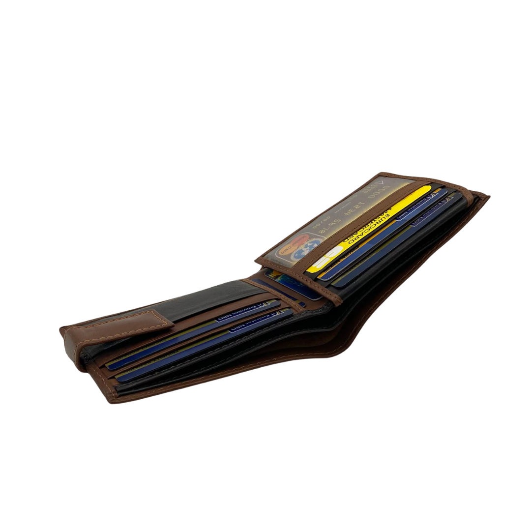 Mens Genuine Leather Mens wallet Leather Lined Bi fold Wallet For Men # 1981L