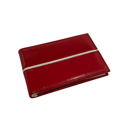 Men's Waterproof Bifold Leather Wallet with ID Window & Card Slots (White & Red Edition) #1020B [C.L.]