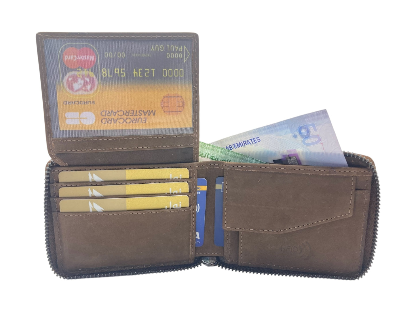 VIP Full Zip RFID Men's Wallet , Multiple Card & Coin Bifold Wallet # 1981CZ