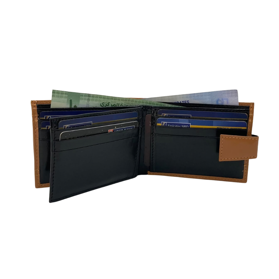 Classic Men's Waterproof Bifold Leather Wallet with Flip ID Window #1728L (D.L.)