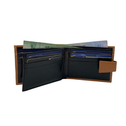 Classic Men's Waterproof Bifold Leather Wallet with Flip ID Window #1728L (D.L.)