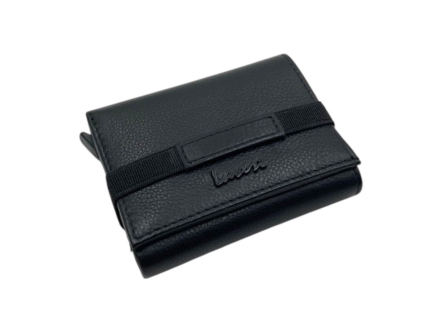 Smart Pop-Up Metallic Card Holder Tri-Fold Wallet in Leather # TRI 4523.NEW-ELASTIC