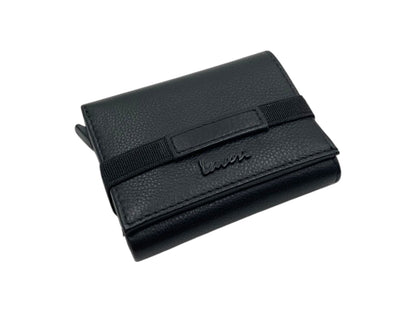 Smart Pop-Up Metallic Card Holder Tri-Fold Wallet in Leather # TRI 4523.NEW-ELASTIC