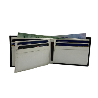 Classic Men's Waterproof Bifold Leather Wallet with Flip ID Window #1728 (D.L.)