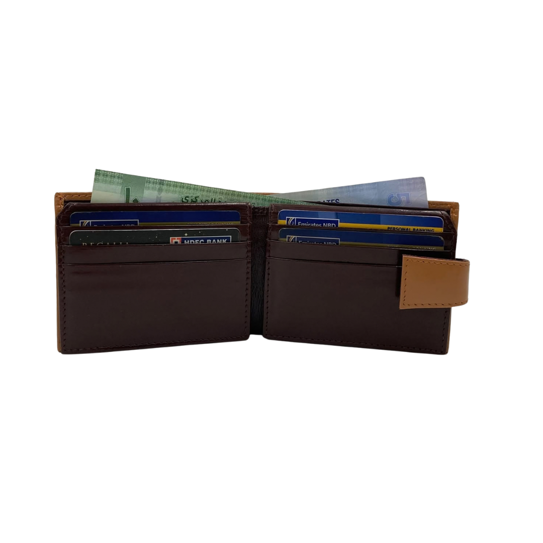 Classic Men's Waterproof Bifold Leather Wallet with Flip ID Window #1729 L