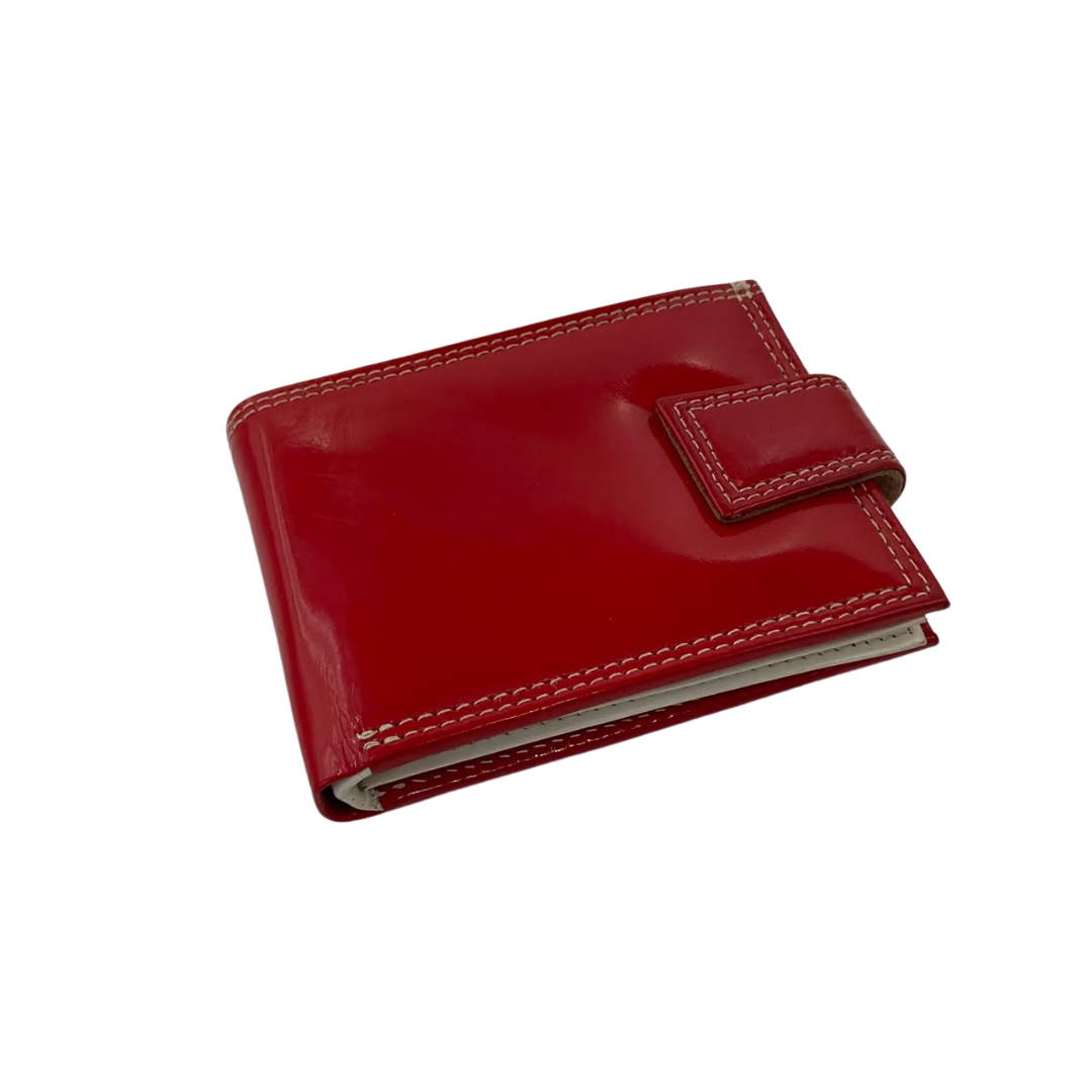 Men's Waterproof Bifold Leather Wallet with ID Window & Card Slots (White & Red Edition) #1729A [PLAIN]