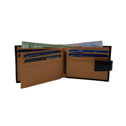 Classic Men's Waterproof Bifold Leather Wallet with Flip ID Window #1728L (D.L.)