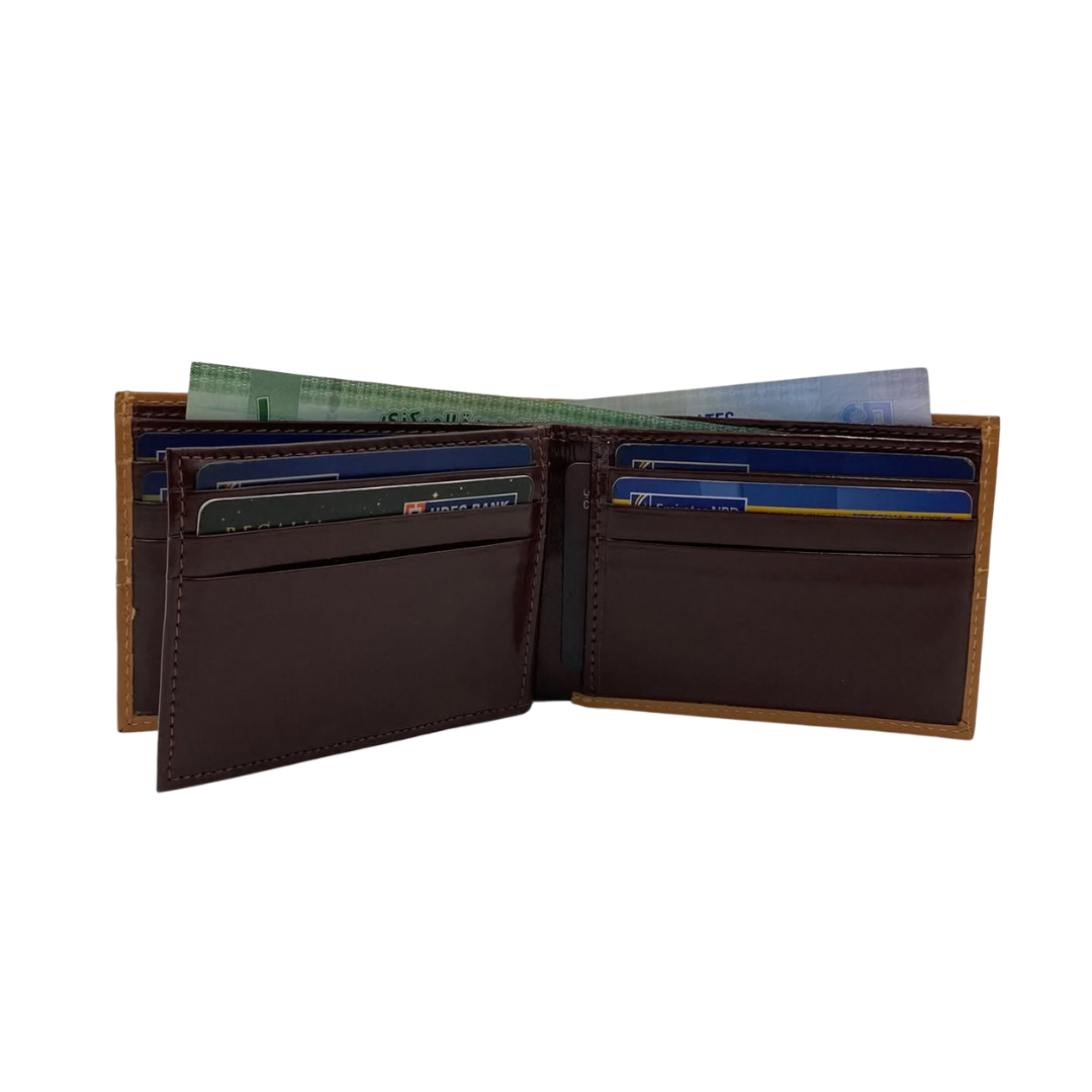 Classic Men's Waterproof Bifold Leather Wallet with Flip ID Window #1728