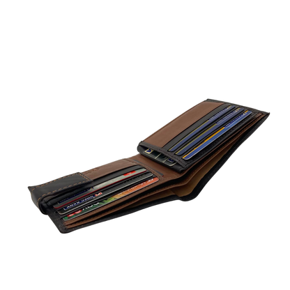 Mens Genuine Leather Mens wallet Leather Lined Bi fold Wallet For Men # 1326L