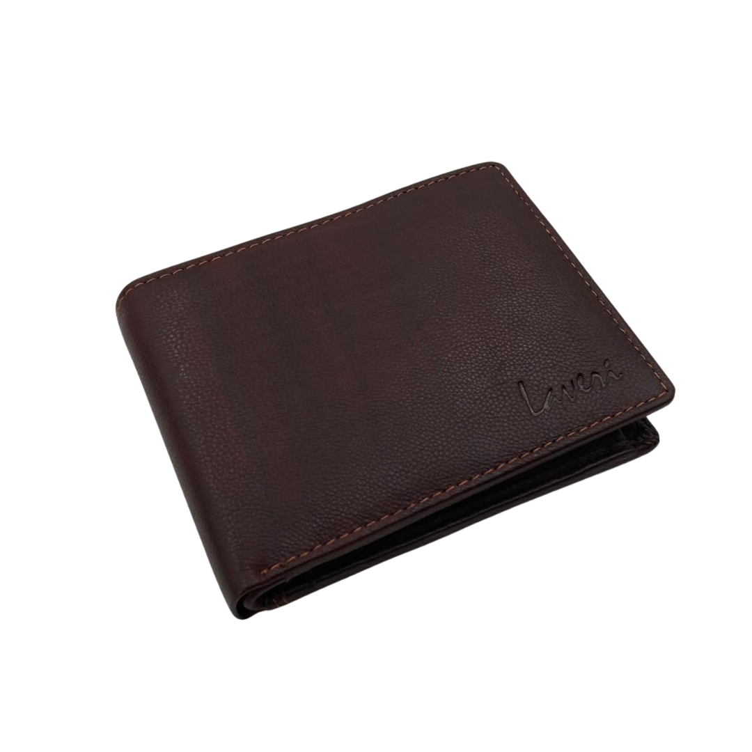 Mens Genuine Leather Mens wallet Leather Lined Bi fold Wallet For Men # 1250C