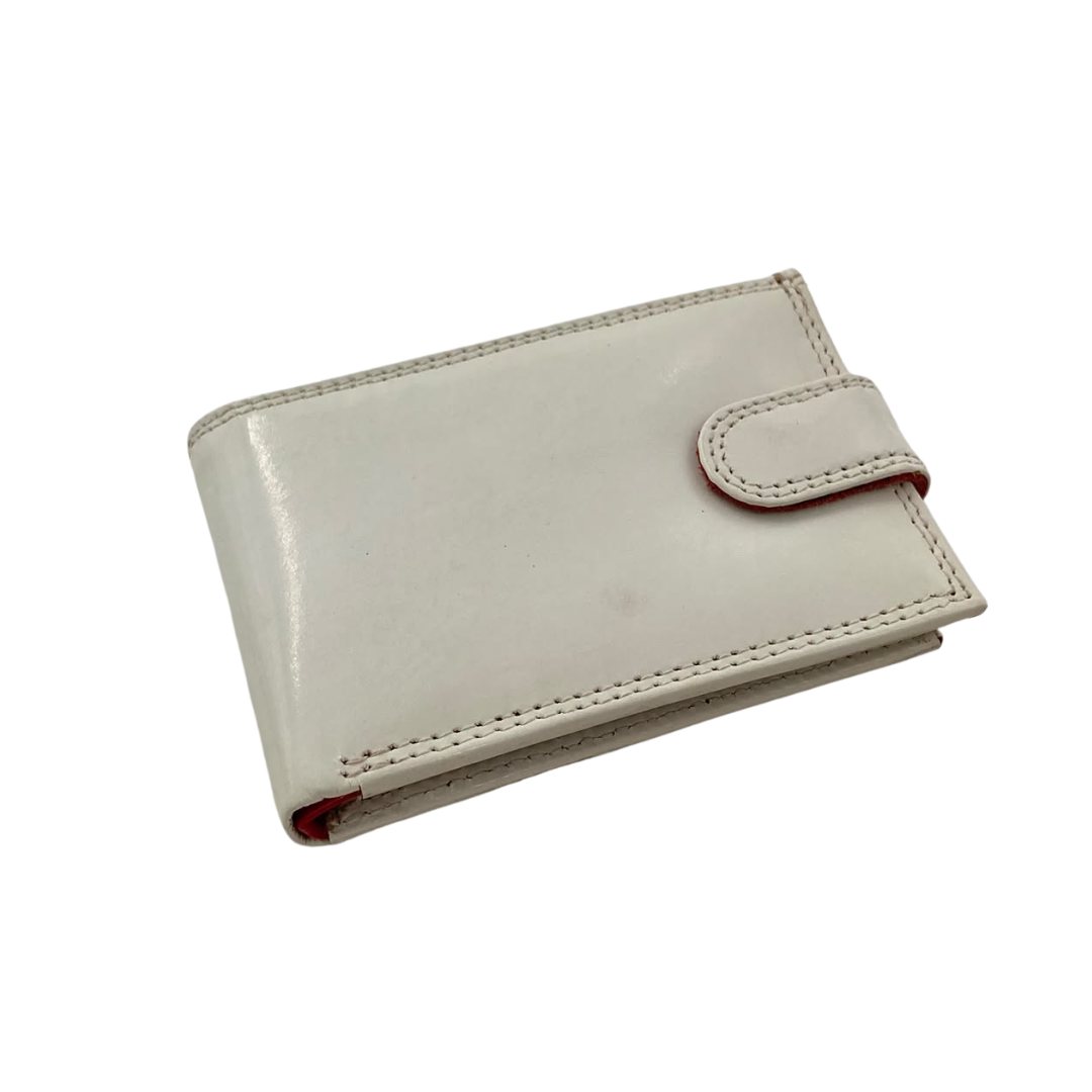 Men's Waterproof Bifold Leather Wallet with ID Window & Card Slots (White & Red Edition) #1020CL [PLAIN]