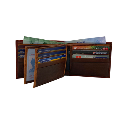 Mens Genuine Leather Mens wallet Leather Lined Bi fold Wallet For Men # 983A
