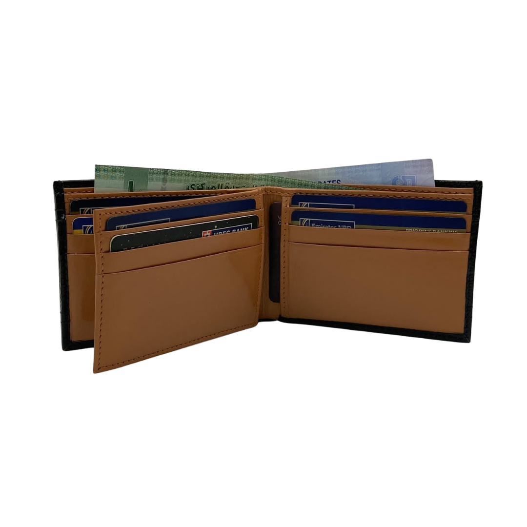 Classic Men's Waterproof Bifold Leather Wallet with Flip ID Window #1728 (D.L.)