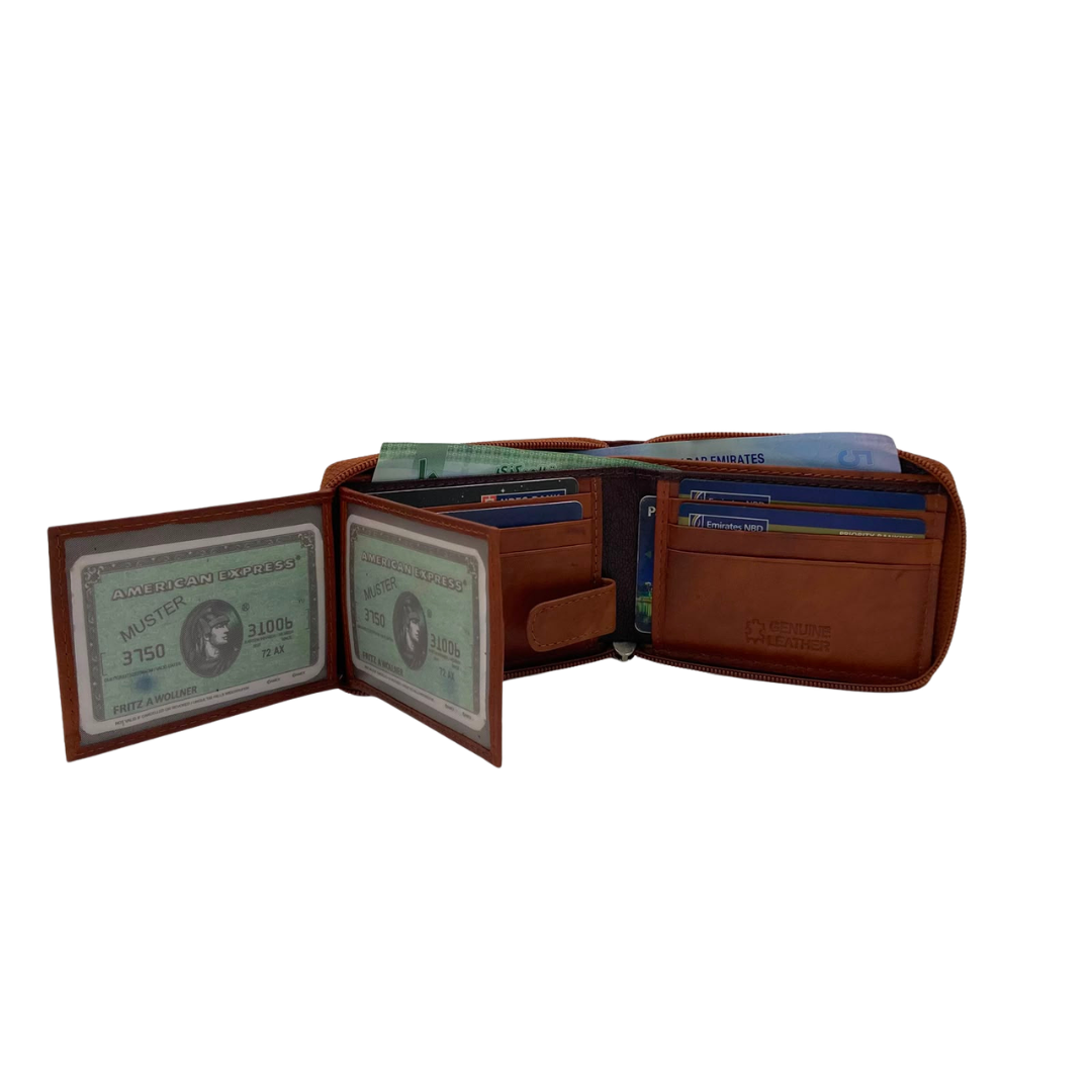 Fullzip leather mens Wallet #1756Z