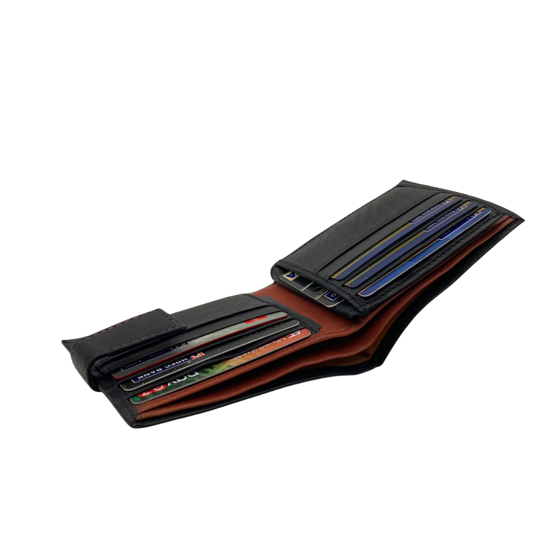 Mens Genuine Leather Mens wallet Leather Lined Bi fold Wallet For Men # 1326L
