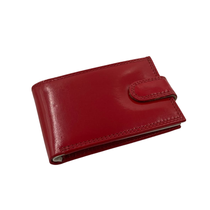 Men's Waterproof Bifold Leather Wallet with ID Window & Card Slots (White & Red Edition) #1020CL [PLAIN]