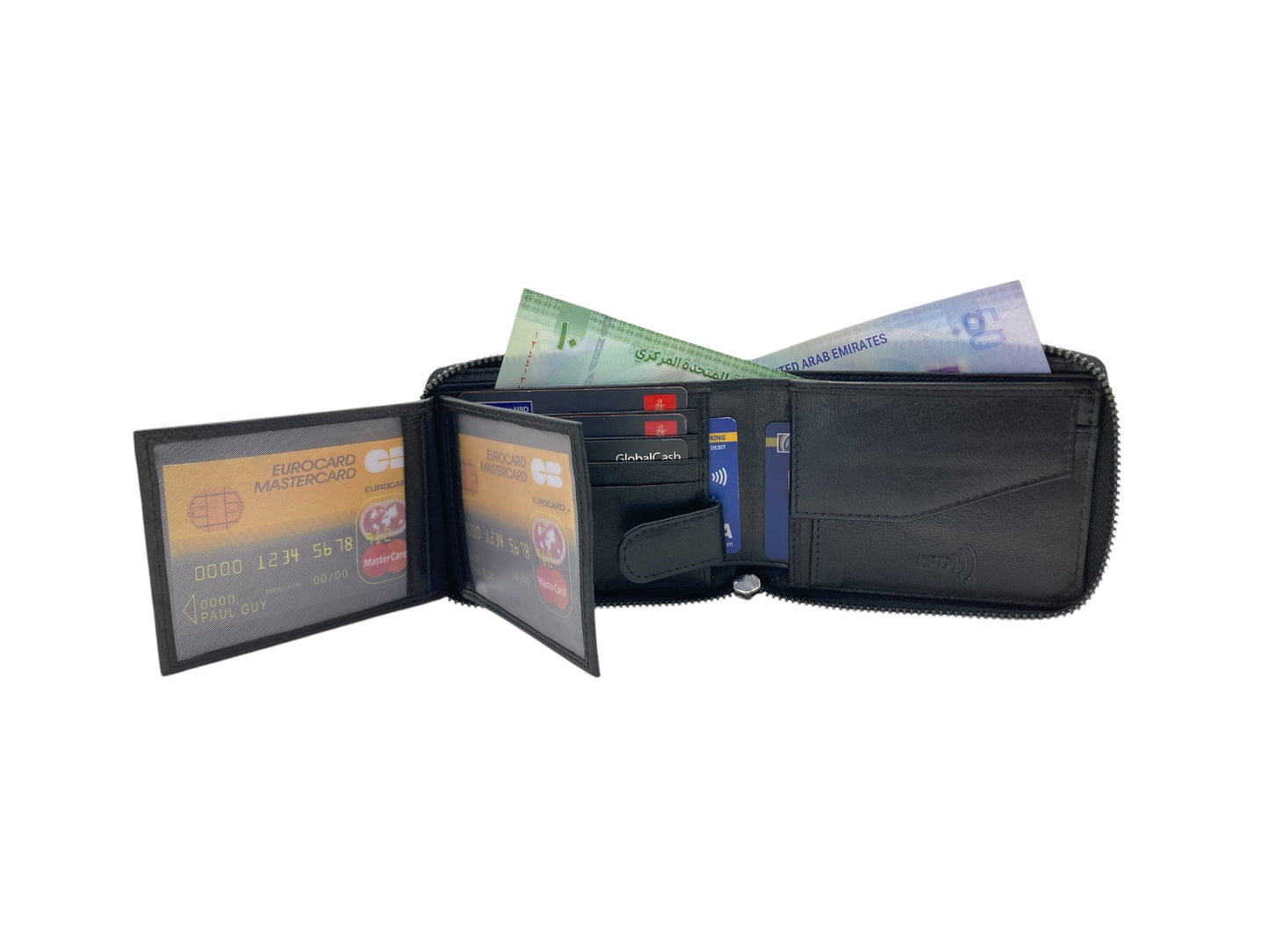 VIP Full Zip RFID Men's Wallet , Multiple Card & Coin Bifold Wallet # 1013CZ