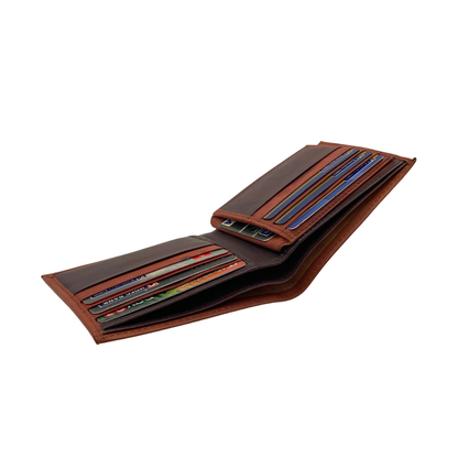 Mens Genuine Leather Mens wallet Leather Lined Bi fold Wallet For Men # 1326