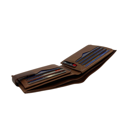 Mens Genuine Leather Mens wallet Leather Lined Bi fold Wallet For Men # 1247L