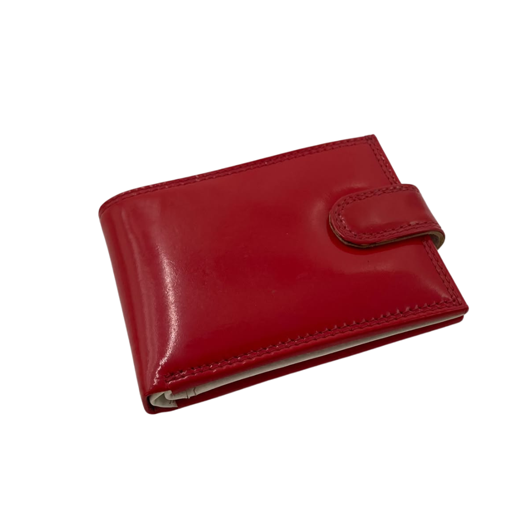 Men's Waterproof Bifold Leather Wallet with ID Window & Card Slots (White & Red Edition) #1728CL [PLAIN]