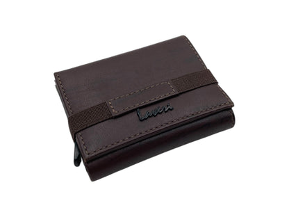 Smart Pop-Up Metallic Card Holder Tri-Fold Wallet in Leather # TRI 4523.NEW-ELASTIC