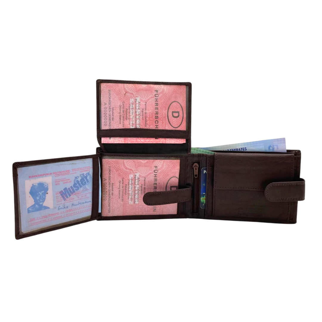 Antq, Smooth Leather Wallet With Inside Leather Lining  # 1510L