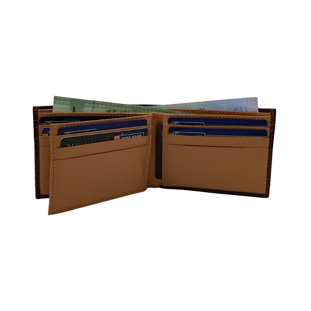 Classic Men's Waterproof Bifold Leather Wallet with Flip ID Window #1728 (D.L.)