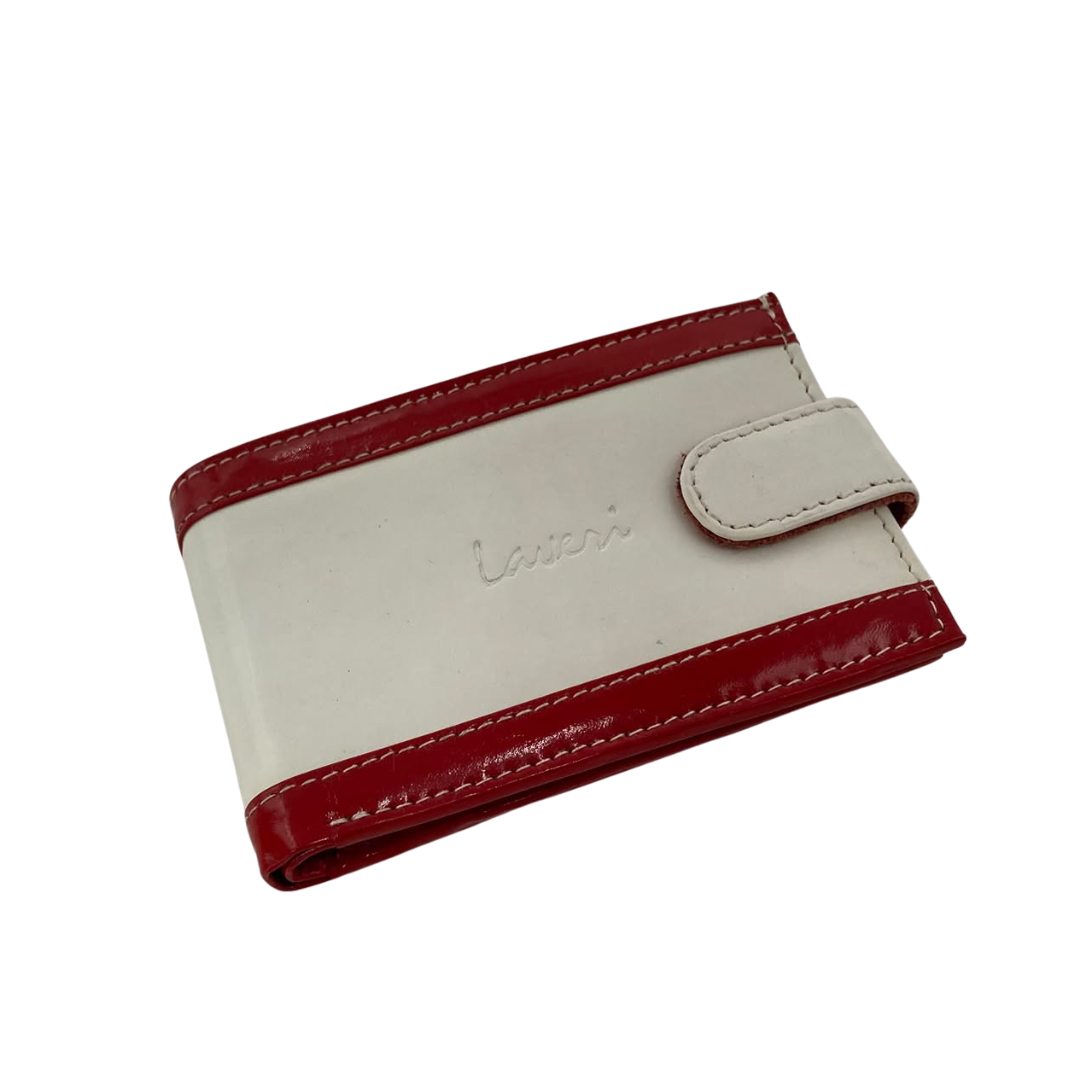 Men's Waterproof Bifold Leather Wallet with ID Window & Card Slots (White & Red Edition) #1020CL [PATTI]