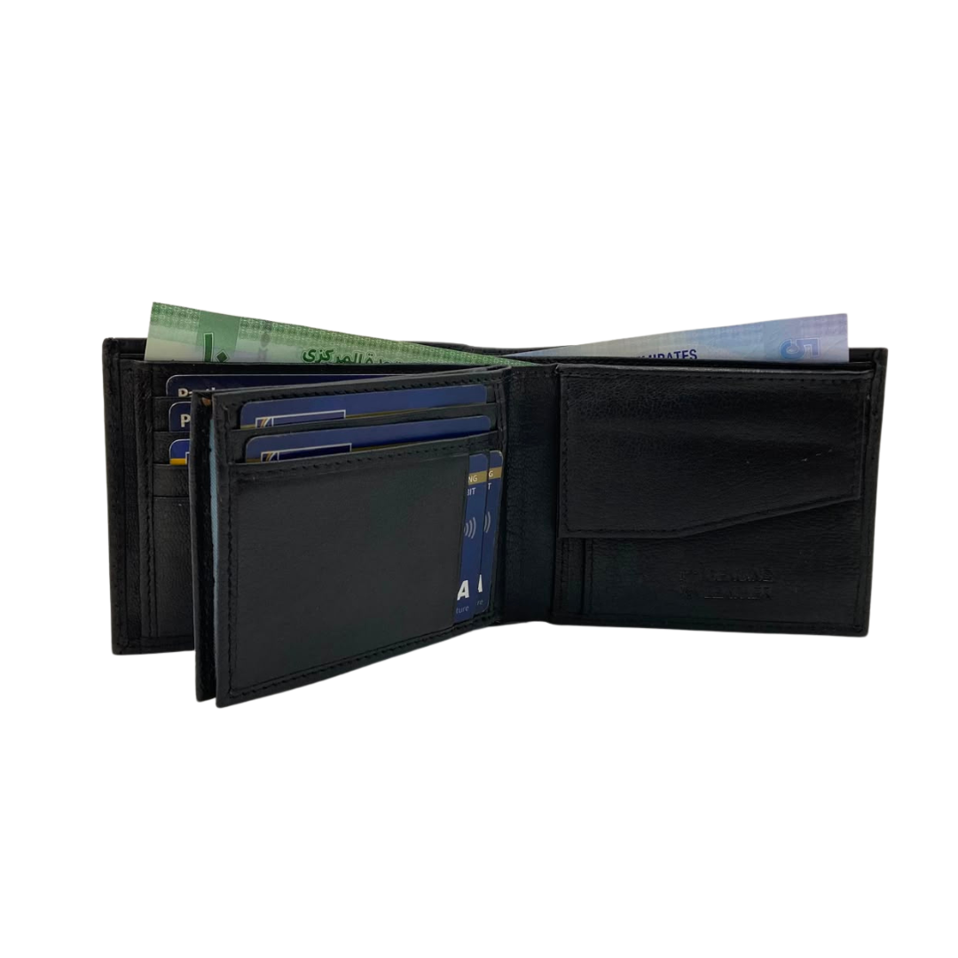 Mens Genuine Leather Mens wallet Leather Lined Bi fold Wallet For Men # 1406C EL