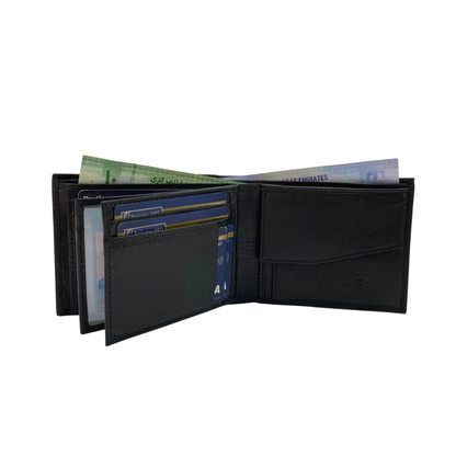 Mens Genuine Leather Mens wallet Leather Lined Bi fold Wallet For Men # 1406C EL