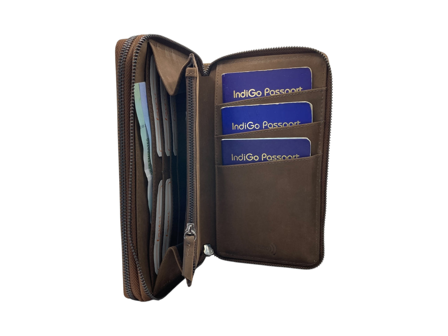 Vintage Premium Leather Family Passport Wallet # 4645