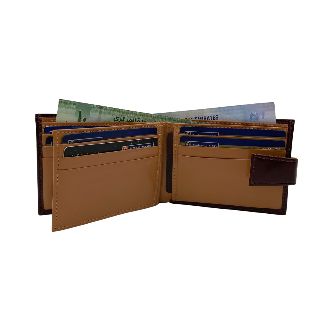 Classic Men's Waterproof Bifold Leather Wallet with Flip ID Window #1728L