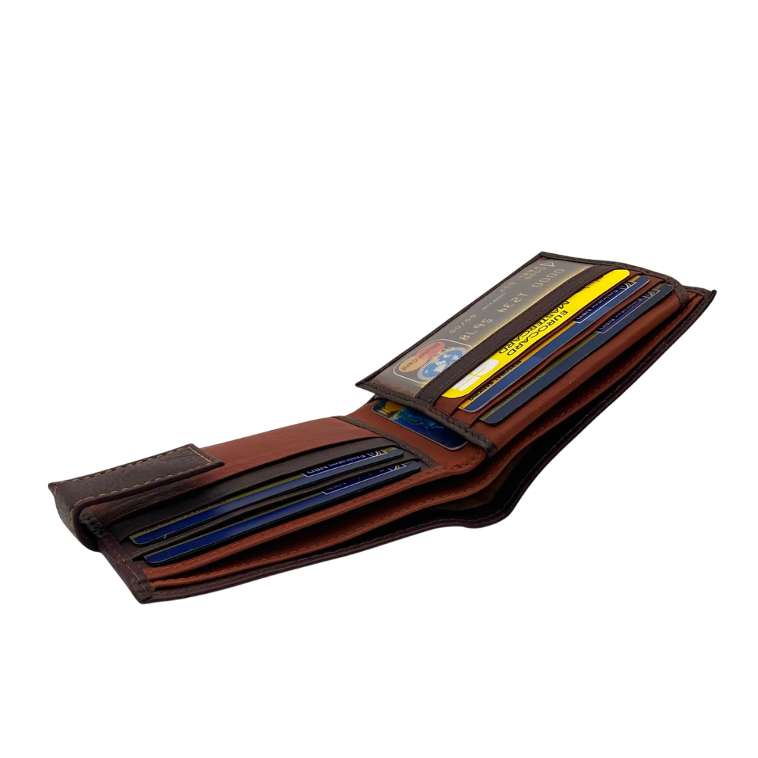 Mens Genuine Leather Mens wallet Leather Lined Bi fold Wallet For Men # 1981L
